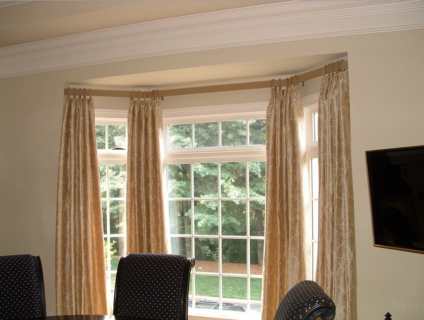bay window curtain rod with ceiling brackets