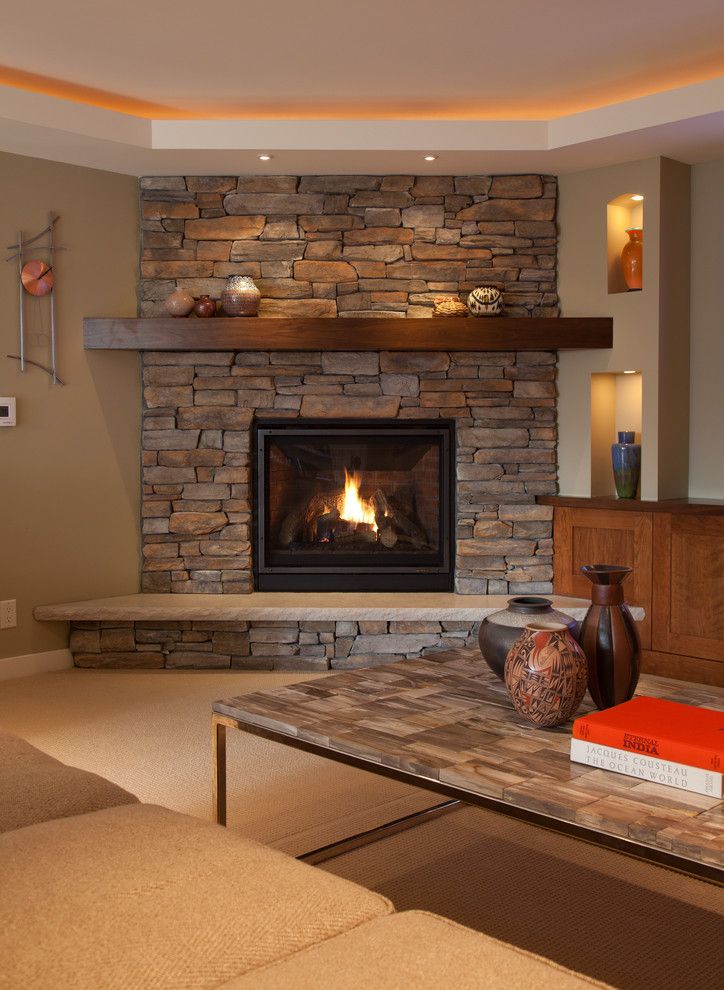 brick corner fireplace design ideas