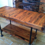 butcher block table metal base