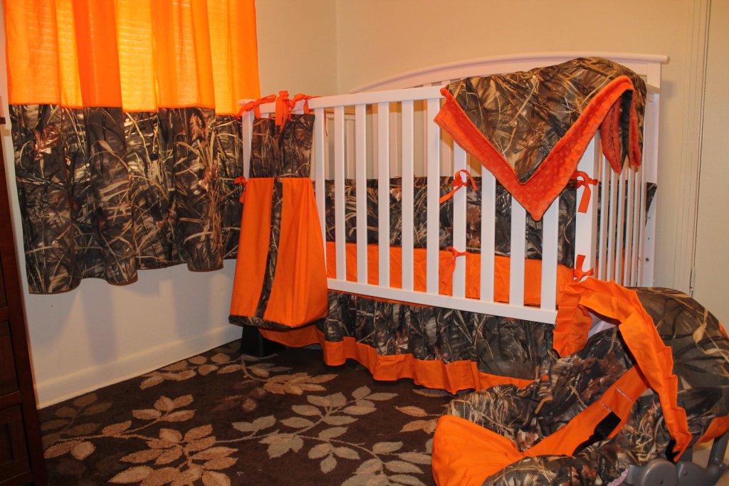 camo baby bedding orange