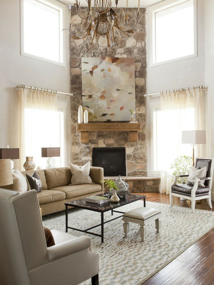 corner rock fireplace ideas