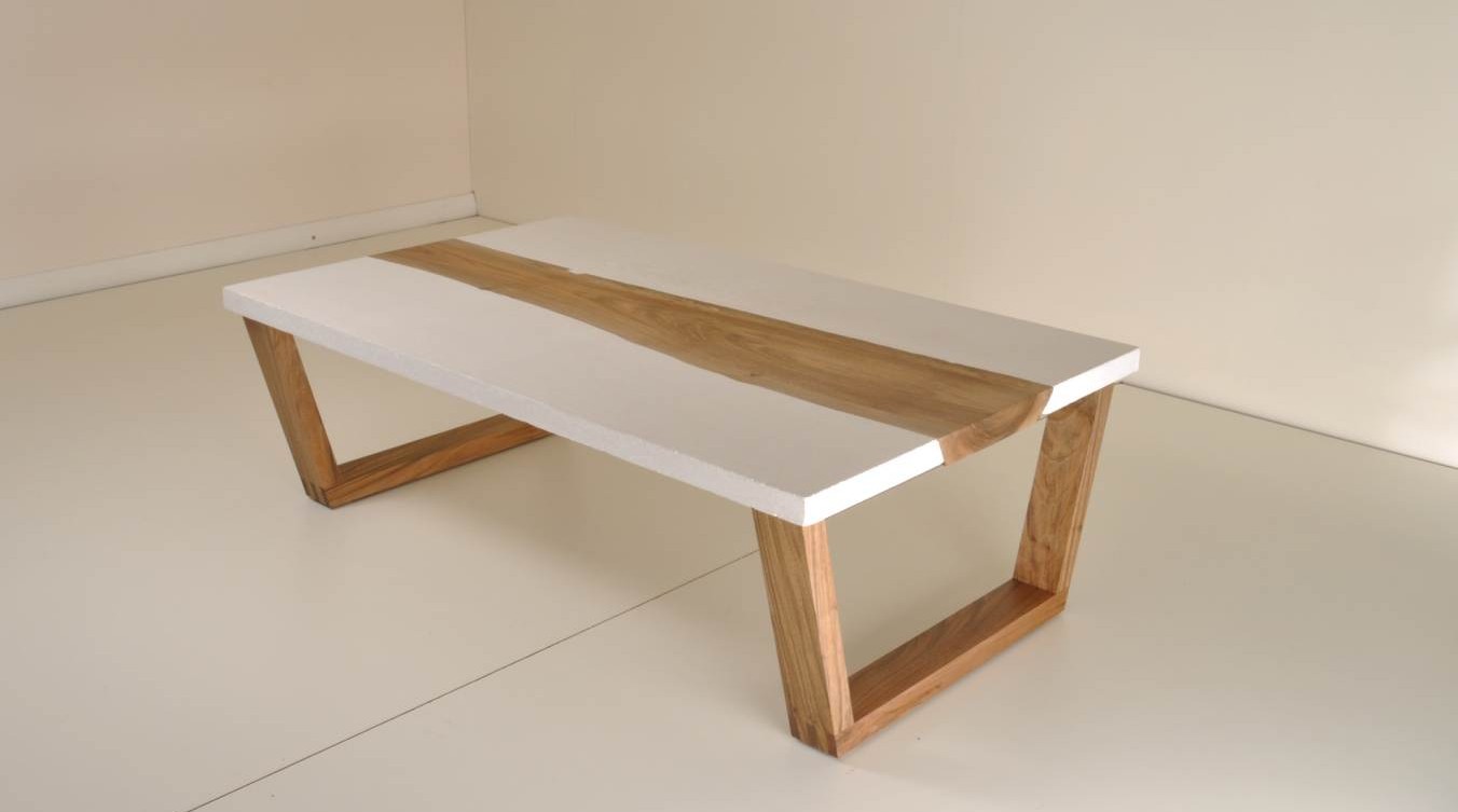 curved concrete coffee table