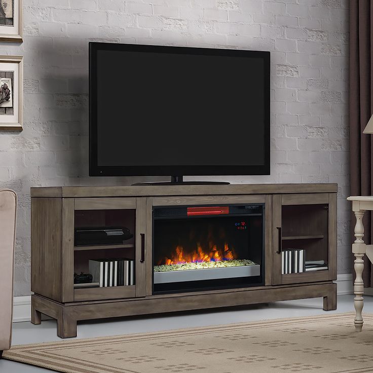 fireplace tv stand glass