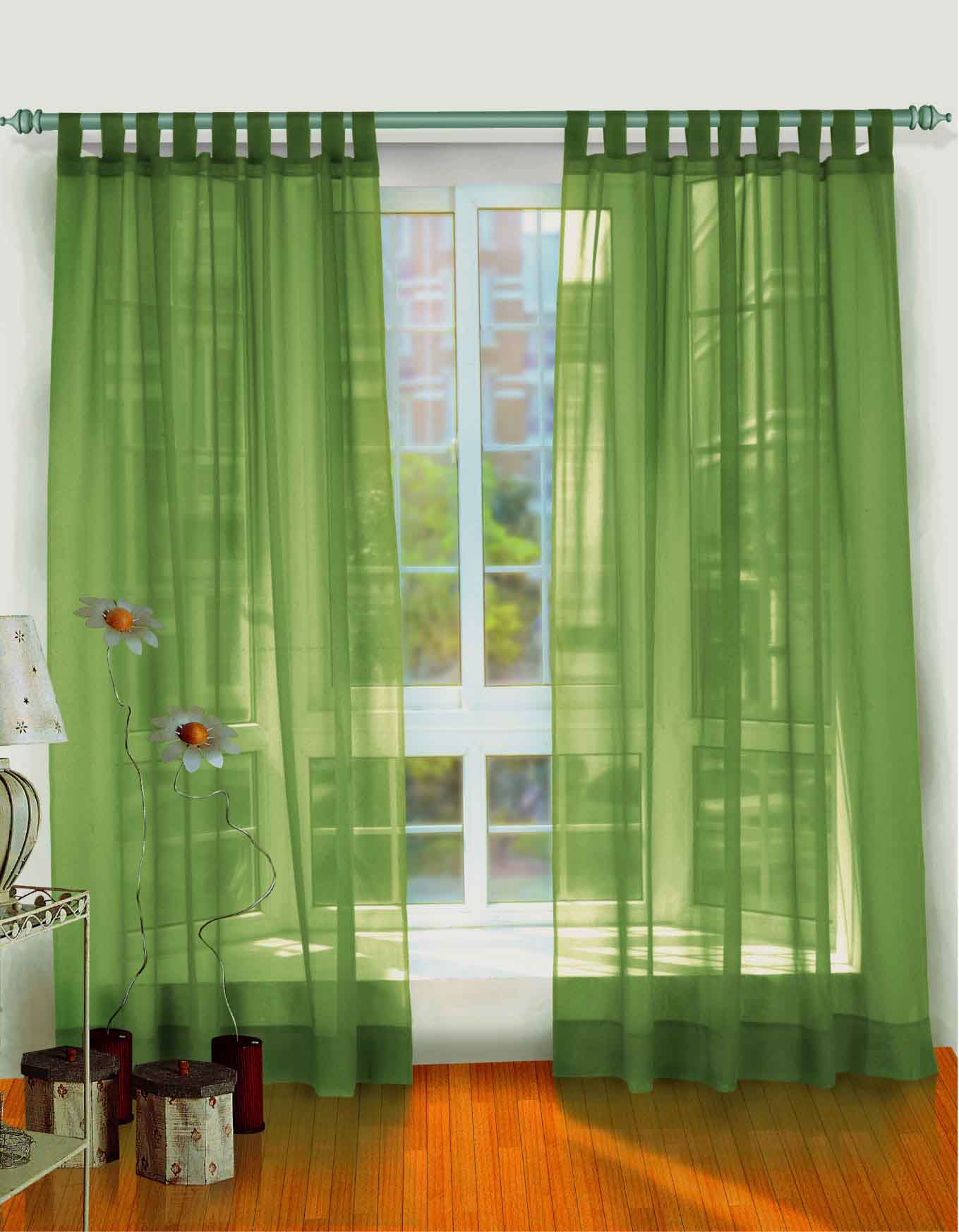 green sidelight curtains