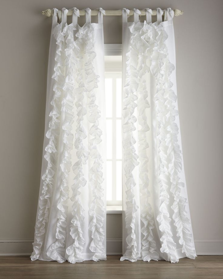 long white ruffle curtains