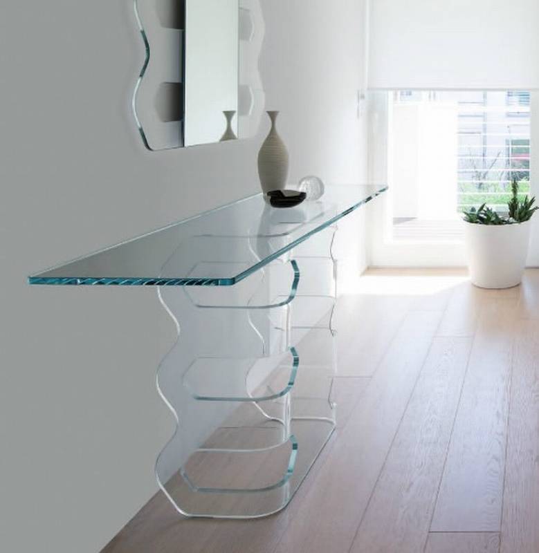 modern console table with glass top