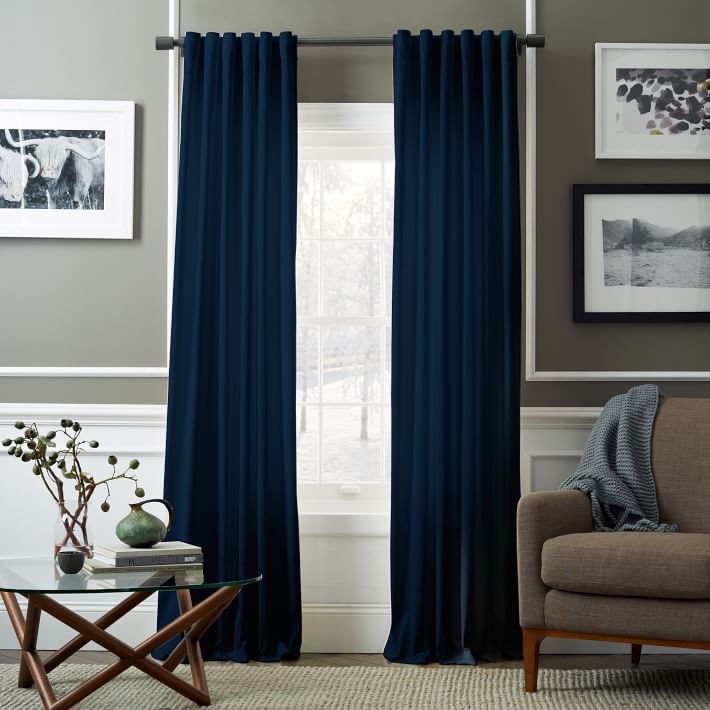 navy blue curtains cotton