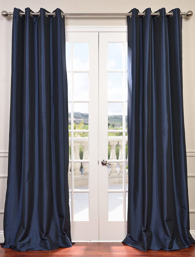 navy blue linen curtains