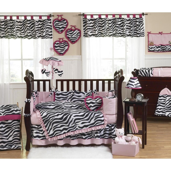 pink and zebra baby bedding set