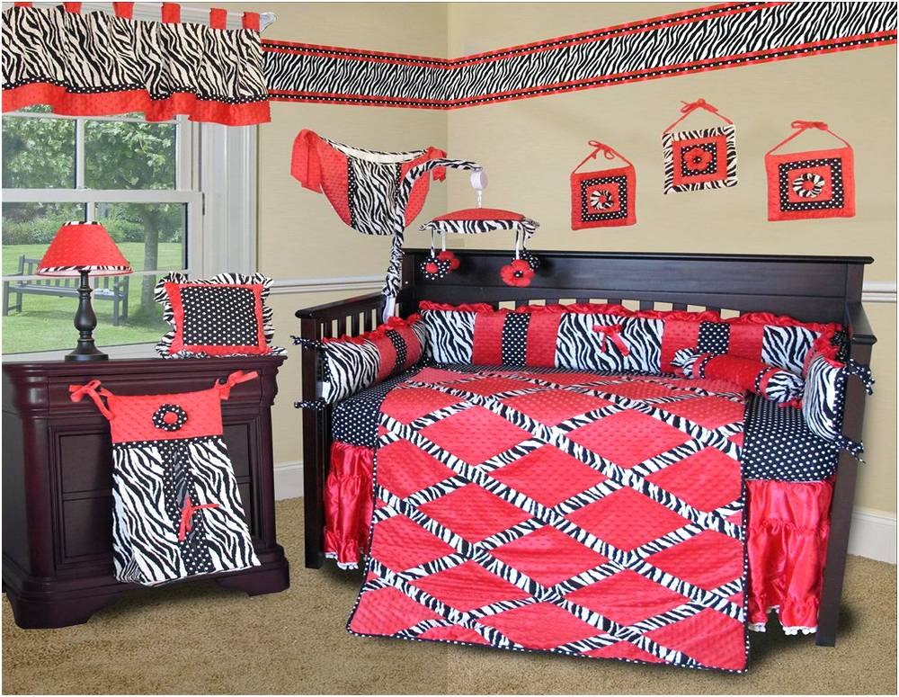 red and zebra baby bedding