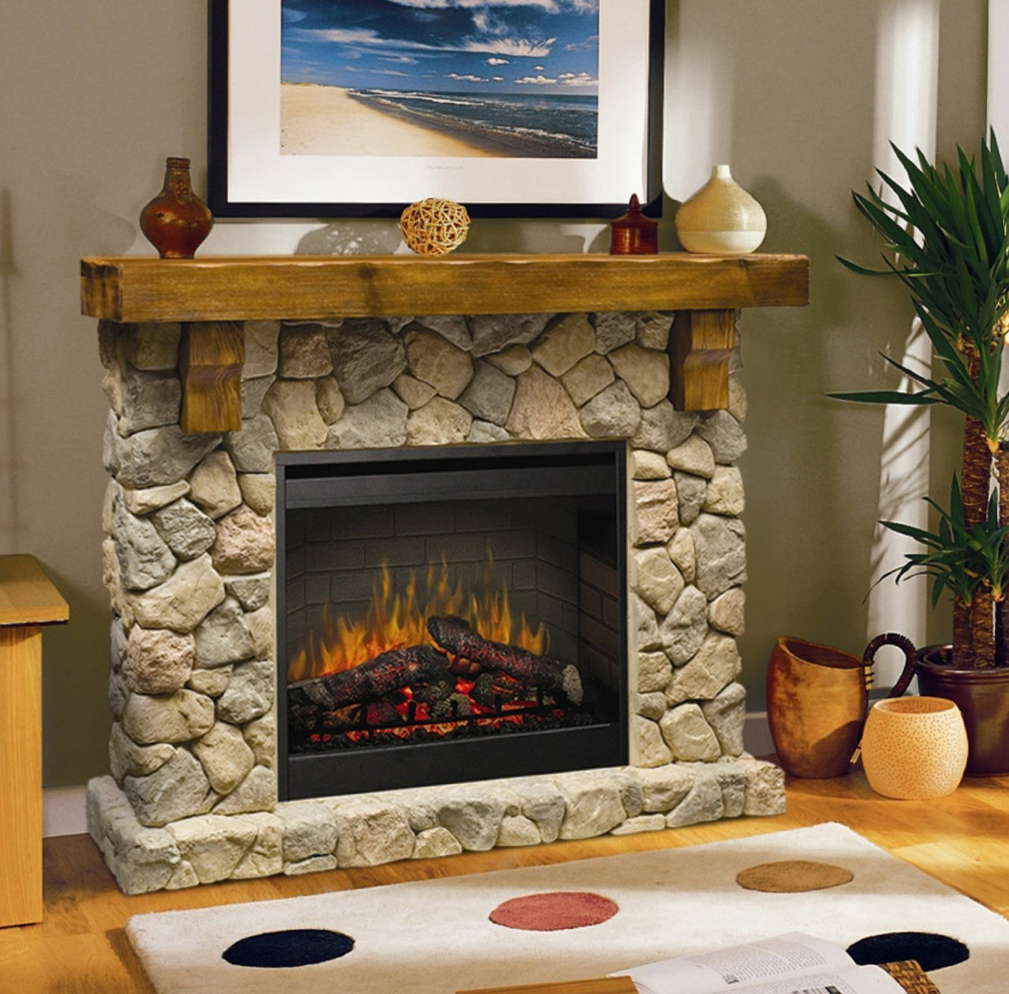 stone electric fireplace ideas