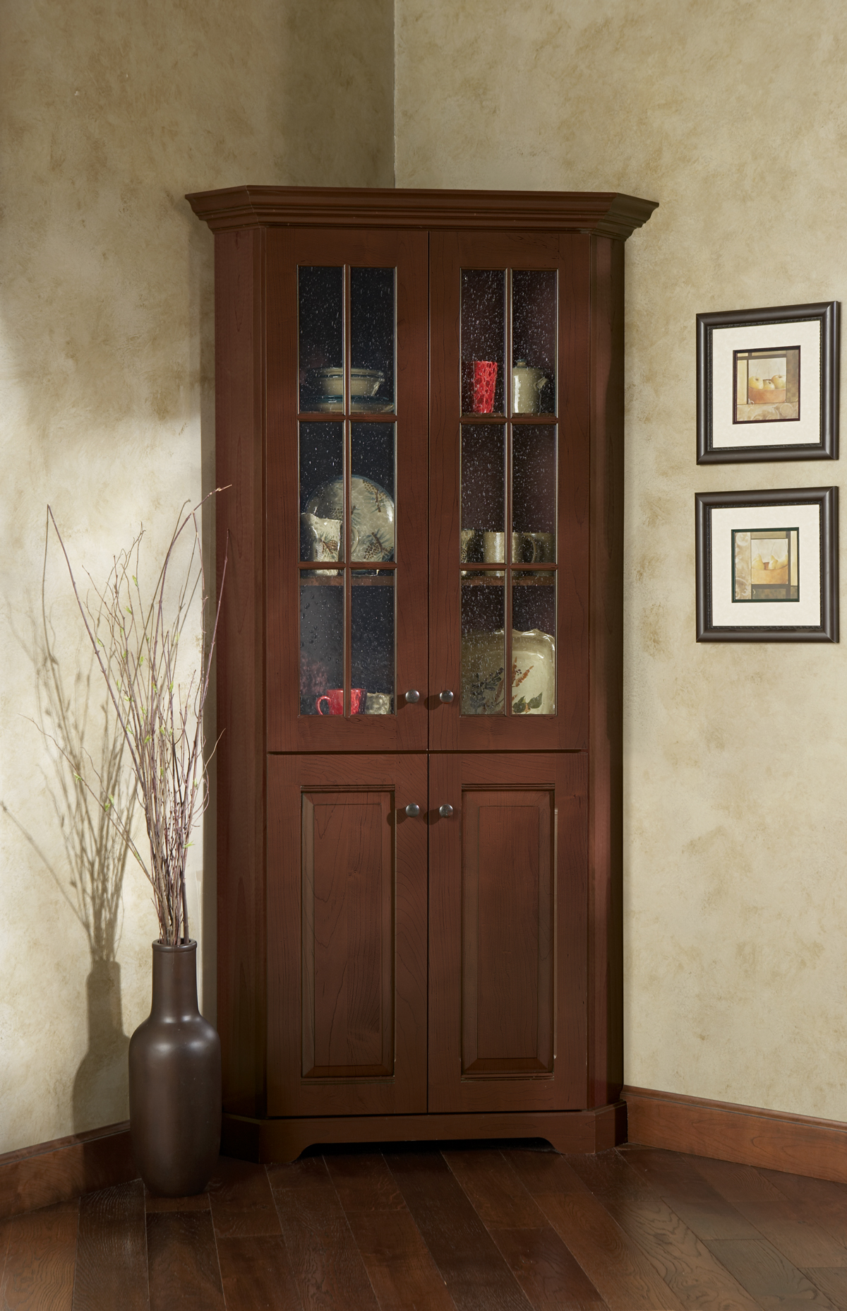 tall corner glass cabinet