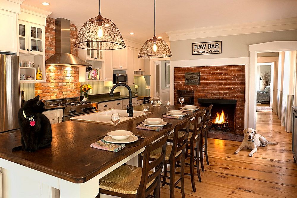 traditional kitchen fireplaces