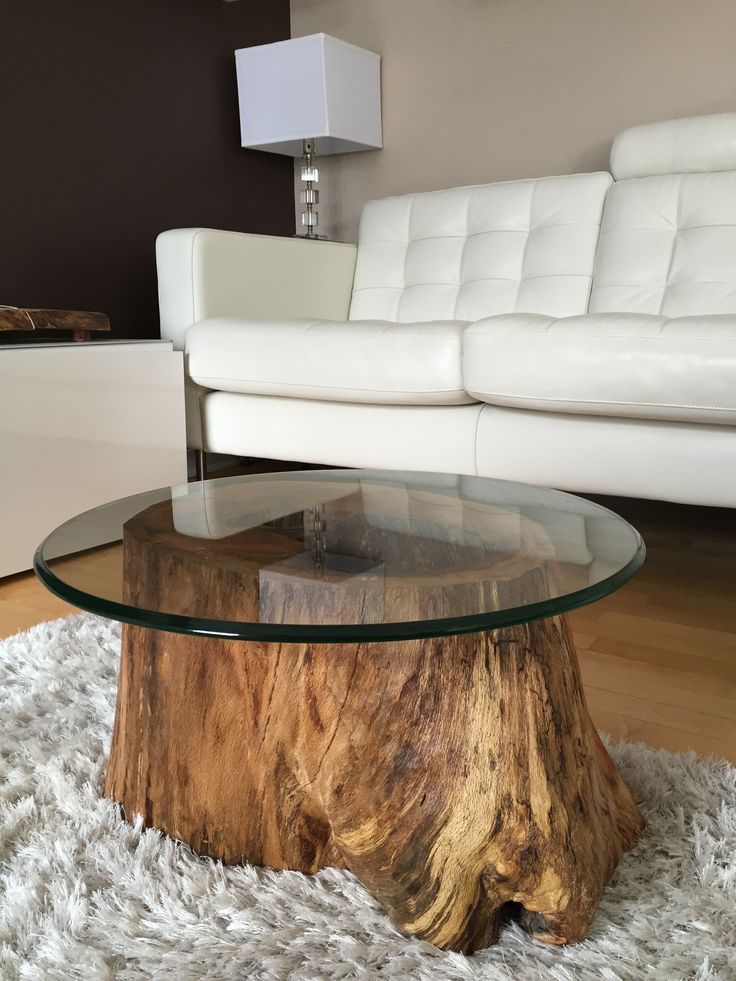 tree stump console table