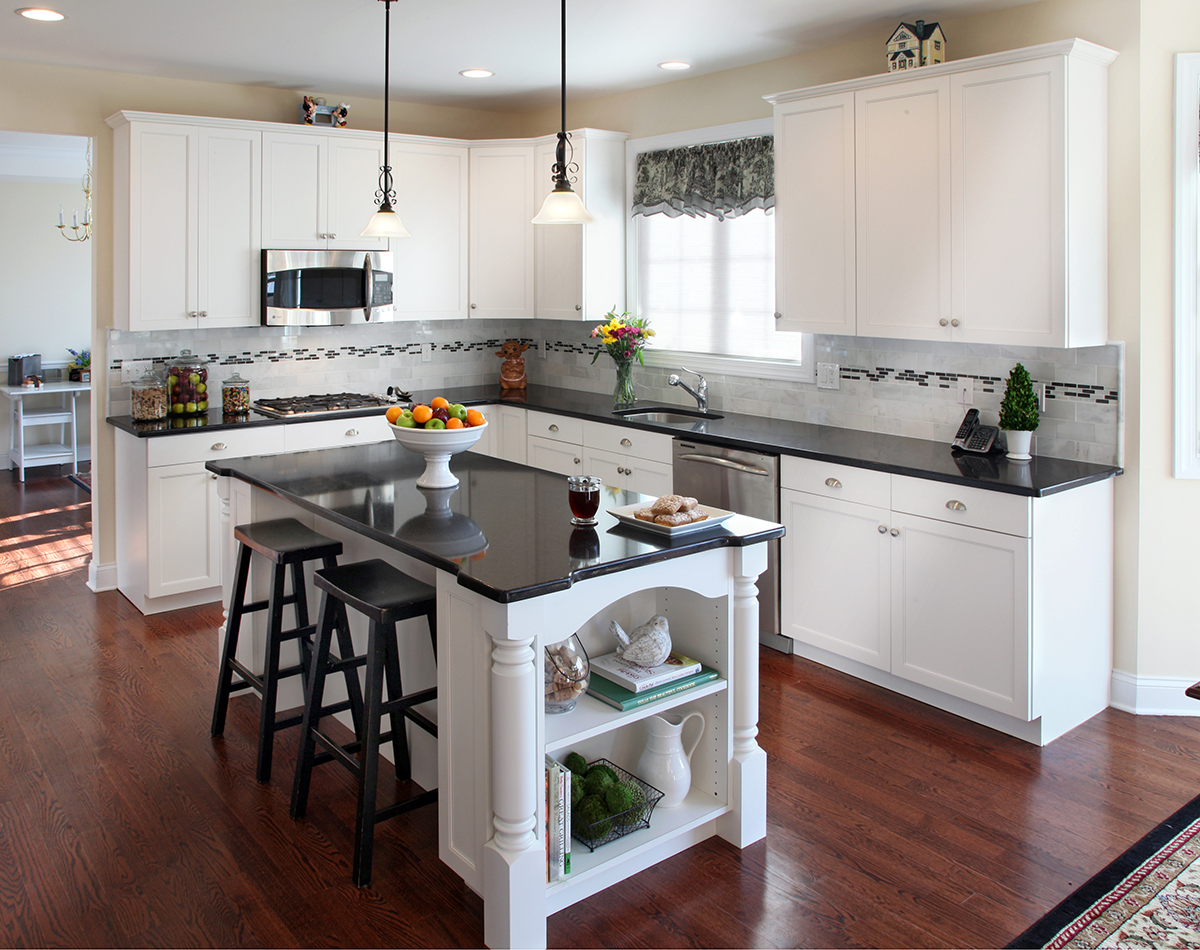 white kitchens with black granite countertops