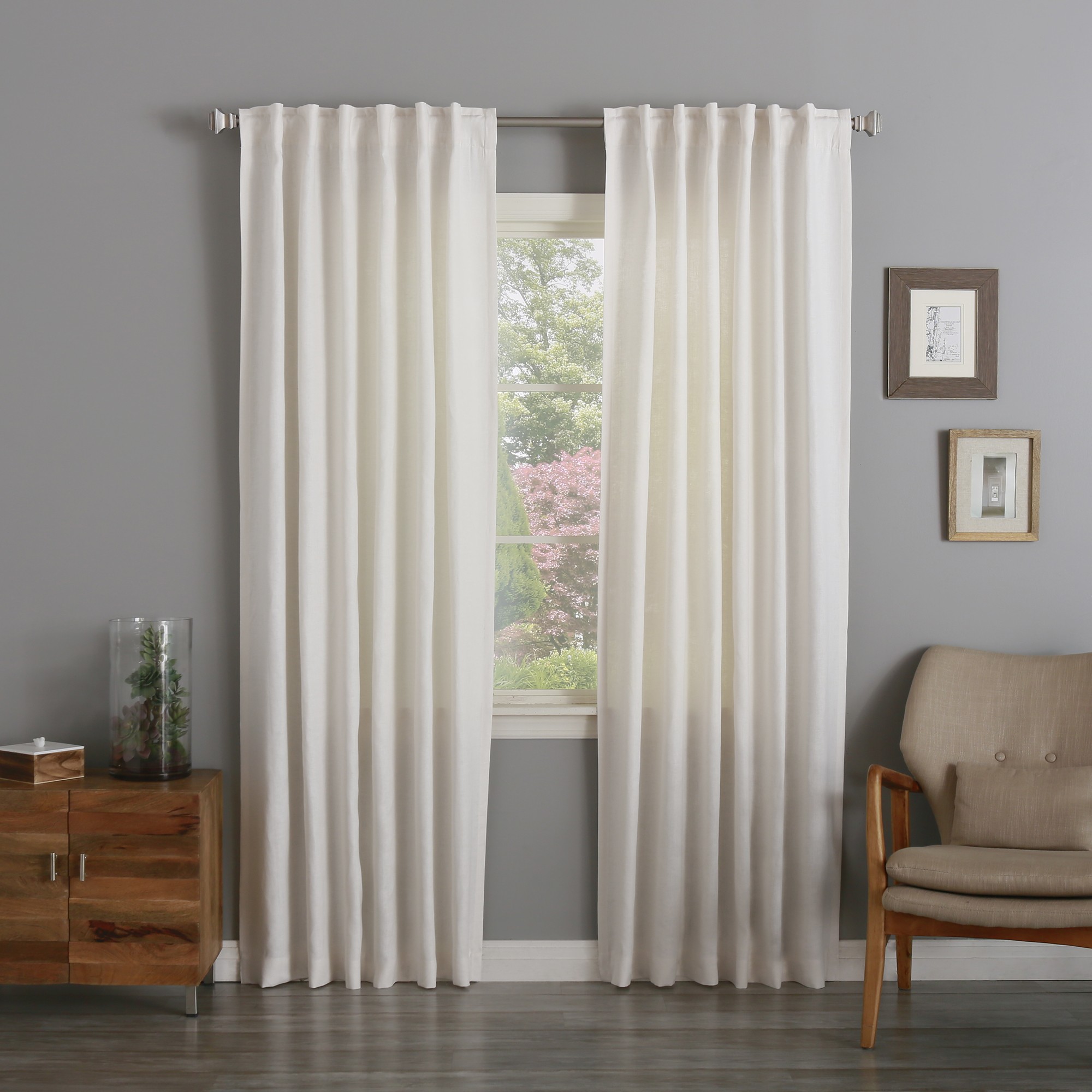 white linen curtain fabric