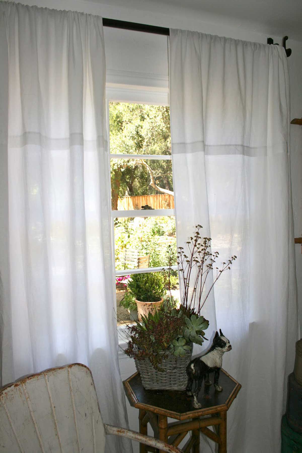 white linen drapes curtains