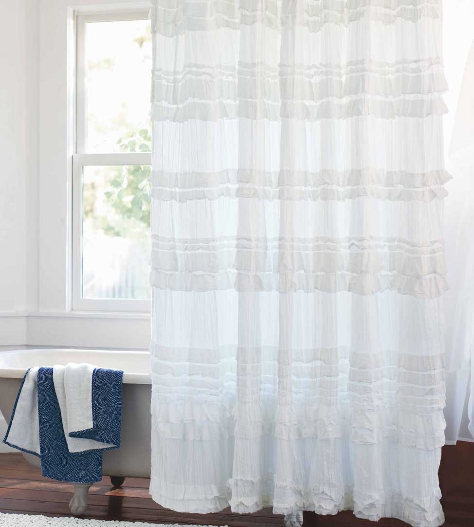 white linen shower curtain