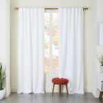white linen window curtains