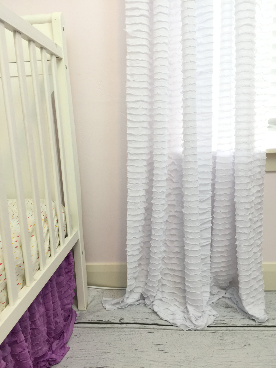white ruffle blackout curtains