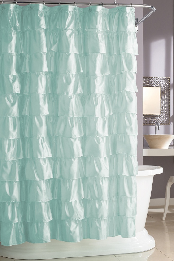white ruffle shower curtains