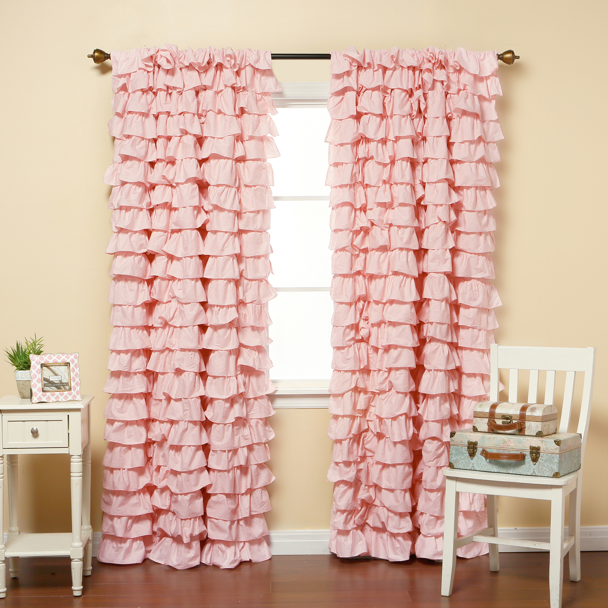white waterfall ruffle curtains